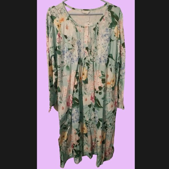 Long Sleeve Floral Nightgown House Dress with Pockets - Picture 5 of 6